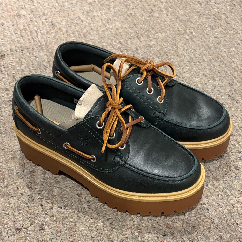 Green Leather Boat Shoes